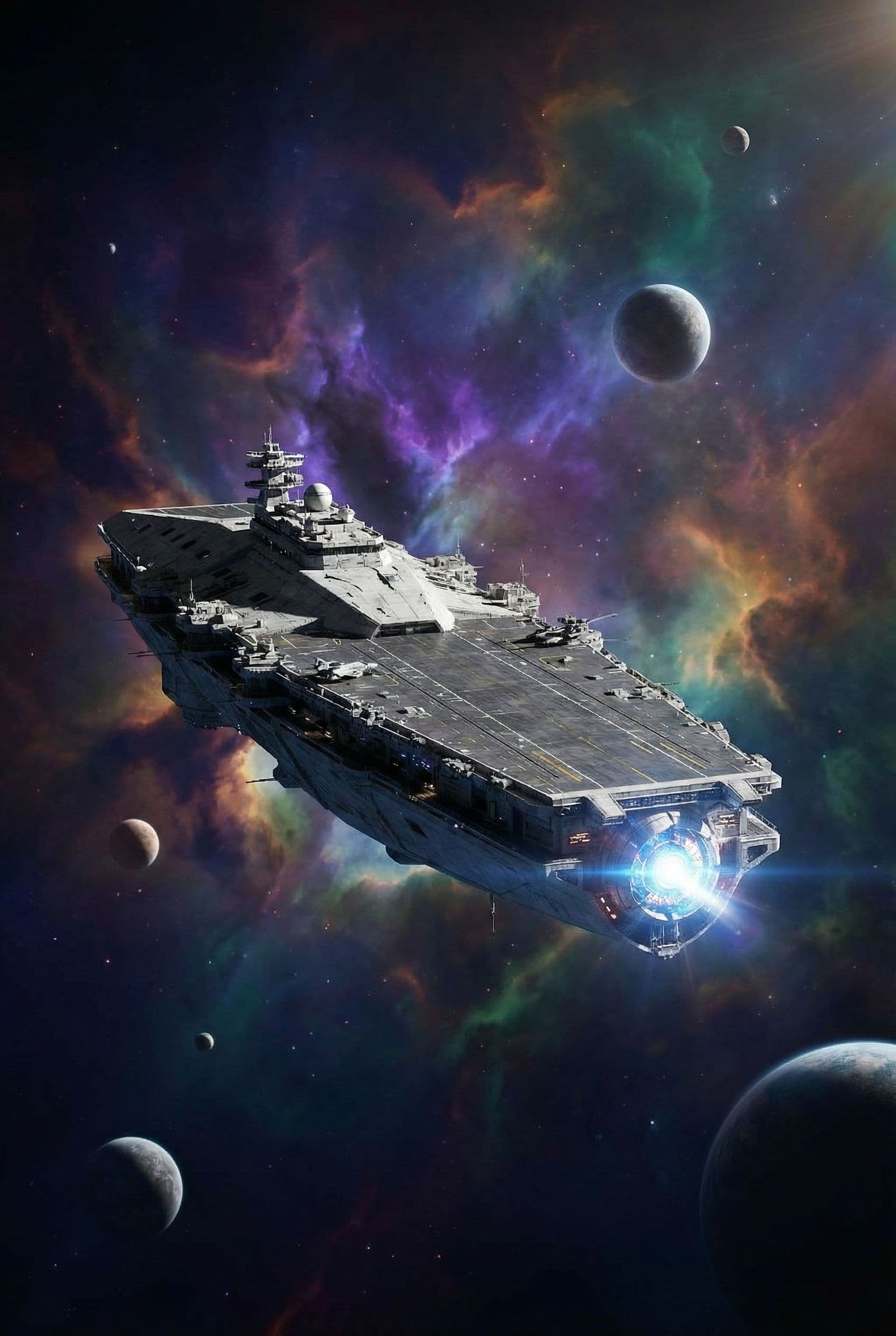 AI generated: Examine the Reference image. Carrier Vessel at the bottom has two ships on the right and one on the ...