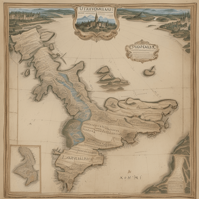 AI generated: An intricately detailed and historically accurate ancient map of Ukraine from the XVI century, depic...