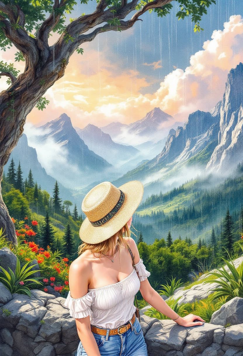 AI generated: Sketch, Beautiful Colored Pencil Line Art, Beautiful Curves, T-Brush Technique, Artistic, Beautiful,...