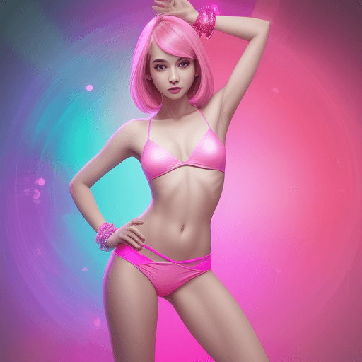 AI generated: feminine girl standing in a sexy pose, around her aura of contrasting, bright colors, except for pin...