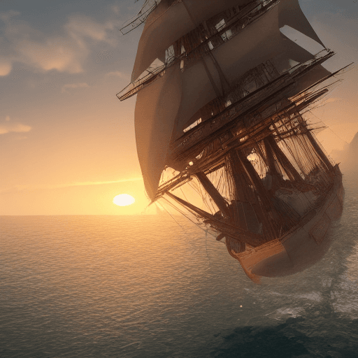 AI generated: Photo of a ultra realistic sailing ship, dramatic light, pale sunrise, cinematic lighting, battered,...