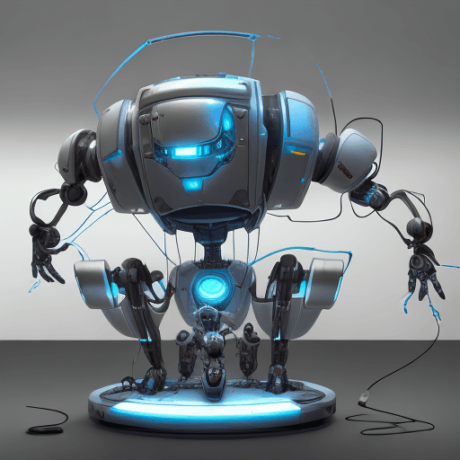 AI generated: A surreal robot capable of generating inventions autonomously