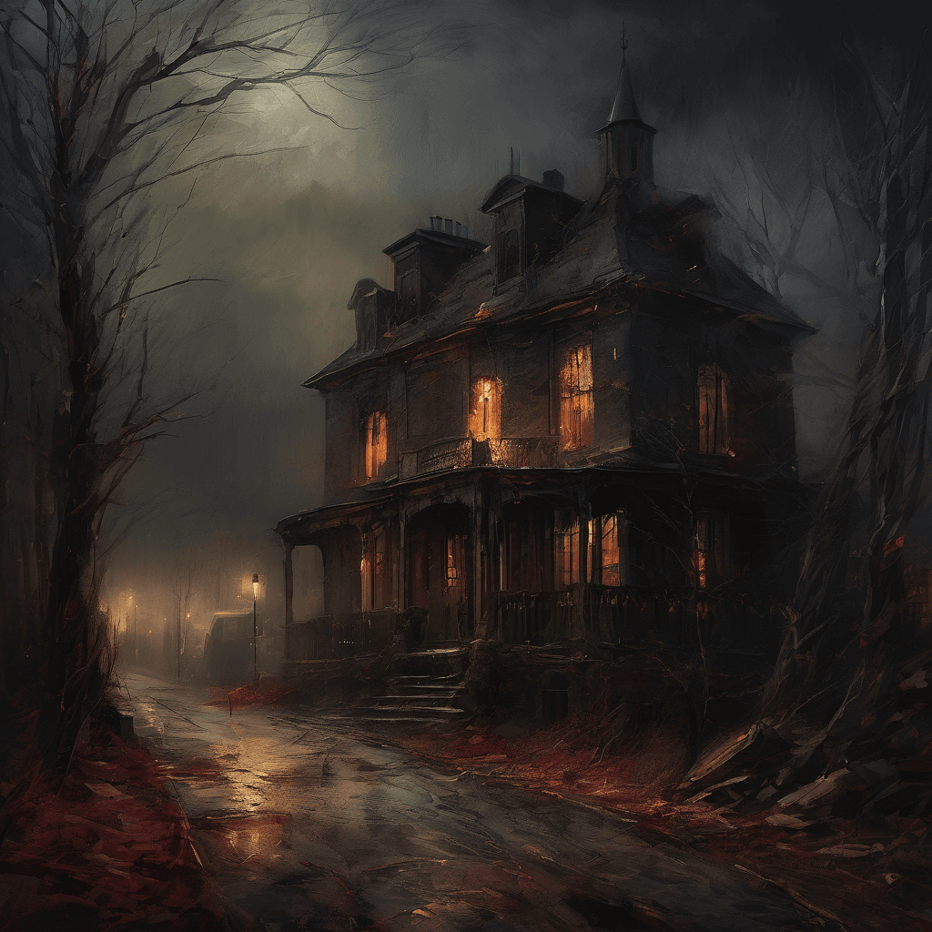 AI generated: Creepy house, brutal composition, digital painting, (expressionism:1.1), dramatic, gloomy, horror, c...
