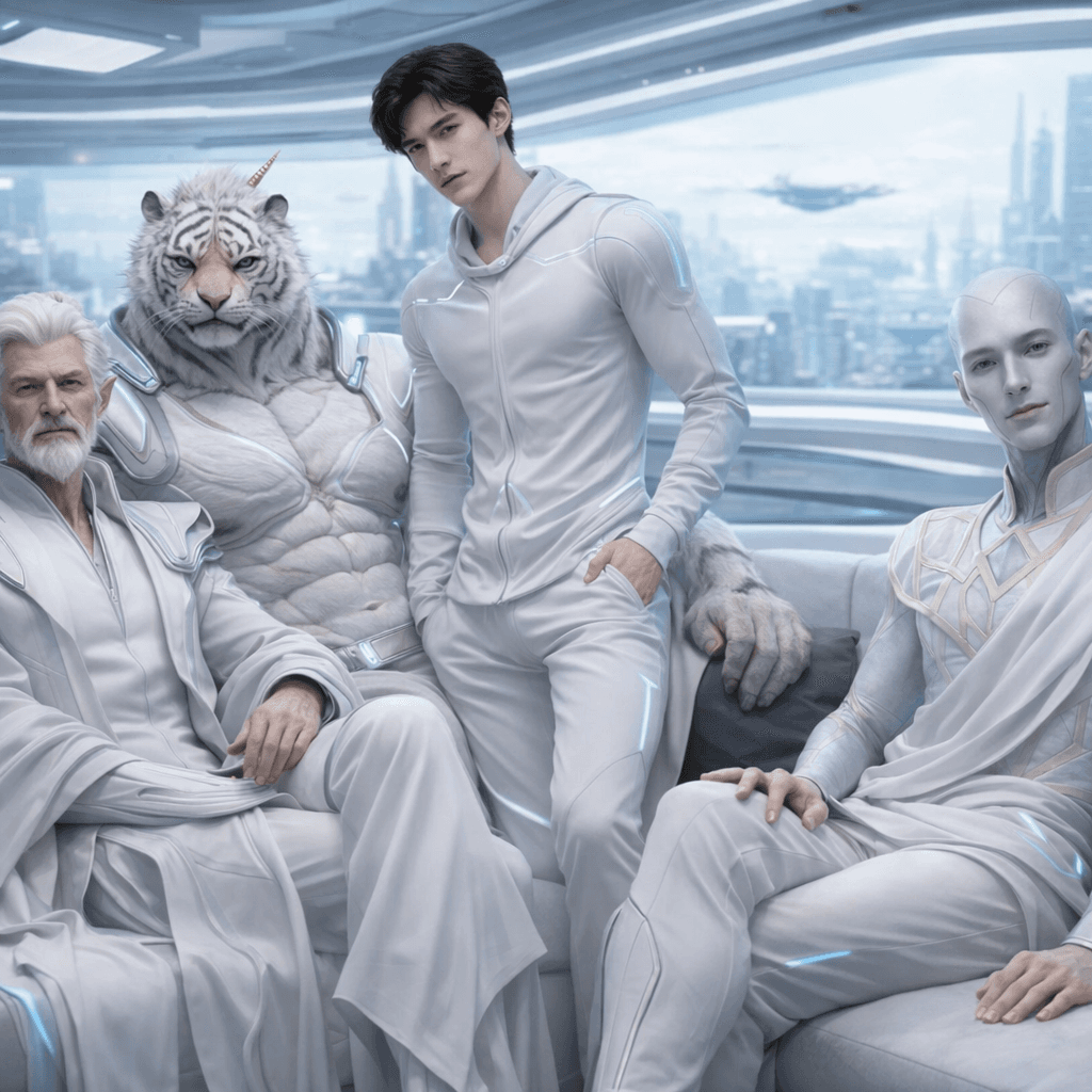AI generated: Create an image showcasing all-male, all-separate images, posing together. Change background, clothi...