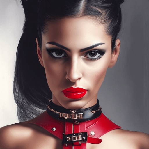 AI generated: latina girl as slave girl close up nude portrait photo of submissive ,wearing bdsm collar collar wit...