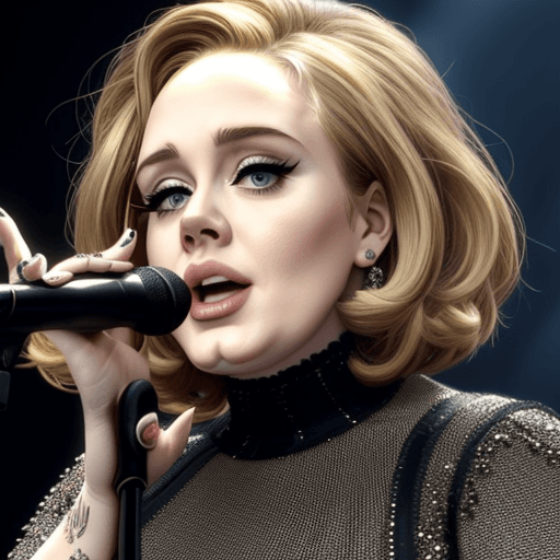AI generated: adele in bob hair stile in concert 