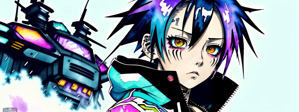 AI generated: anime artwork, A photo of a punk-inspired, cyber ship, anime style, key visual, vibrant, studio anim...