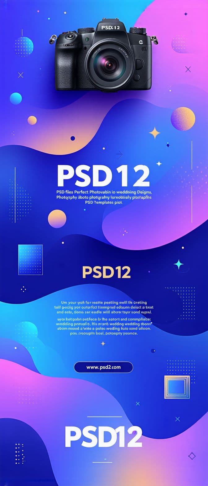 AI generated: A modern and visually striking graphic design promoting PSD files, Photoshop Designs, and PSD Templa...