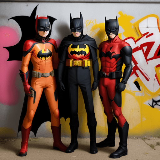 AI generated: a young, clothes: red helmet, red black hero suit, gloves yellow, boots yellow. surrounded by spray ...