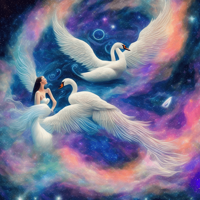 AI generated: A captivating surreal artwork of a celestial love story unfolding in the boundless cosmos. A majesti...