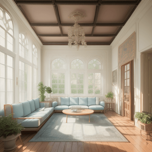 AI generated: High resolution photography interior design, dreamy sunken living room conversation pit, wooden floo...