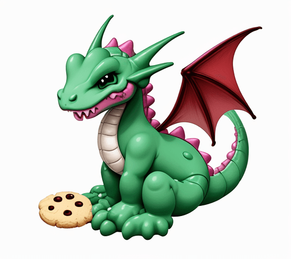 AI generated: cartoon sweet baby dragon with a cookie  with only the lines so i can paint it and fit the canvas wi...