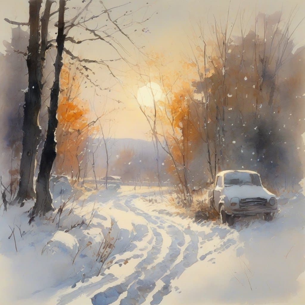 AI generated: landscape.winter dawn.
