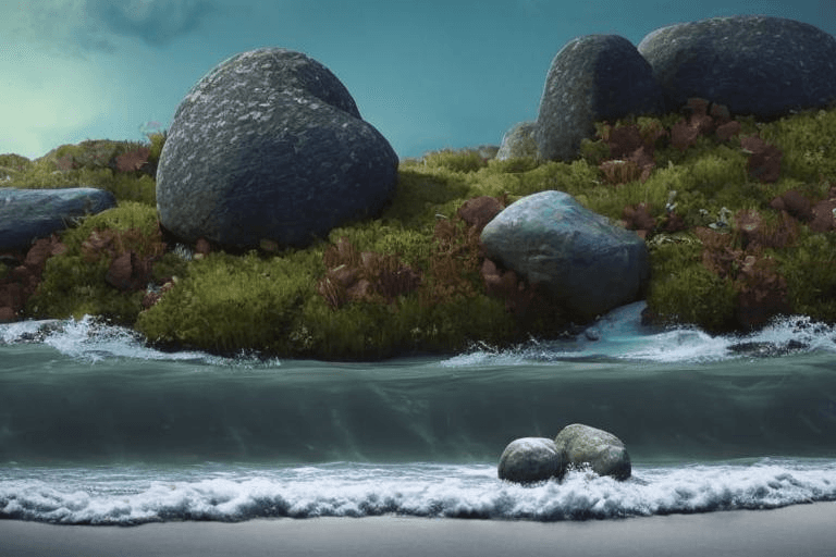 AI generated: insanely detailed cinematic digital painting, cute octopus , floating on sea stormy waves and low po...