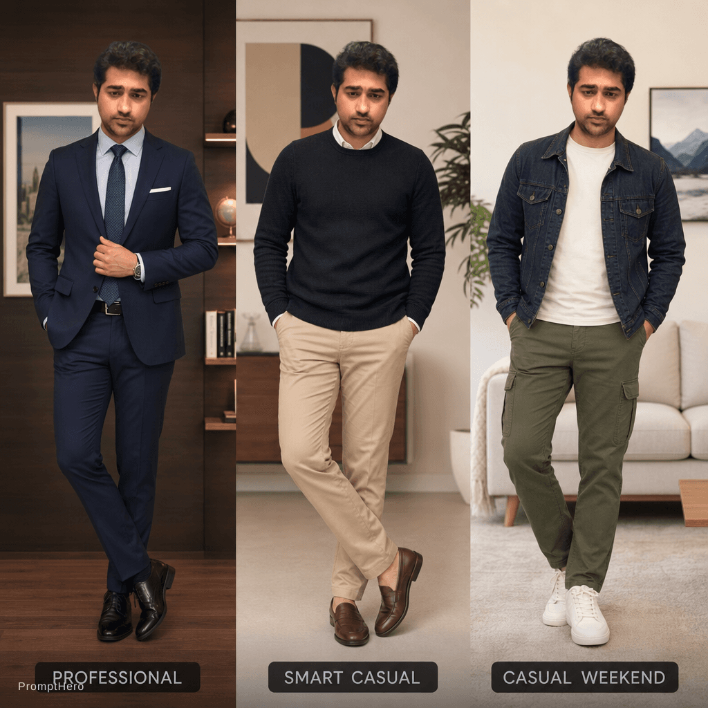AI generated: Create professional and casual outfits with pallets color according to face and skin tone