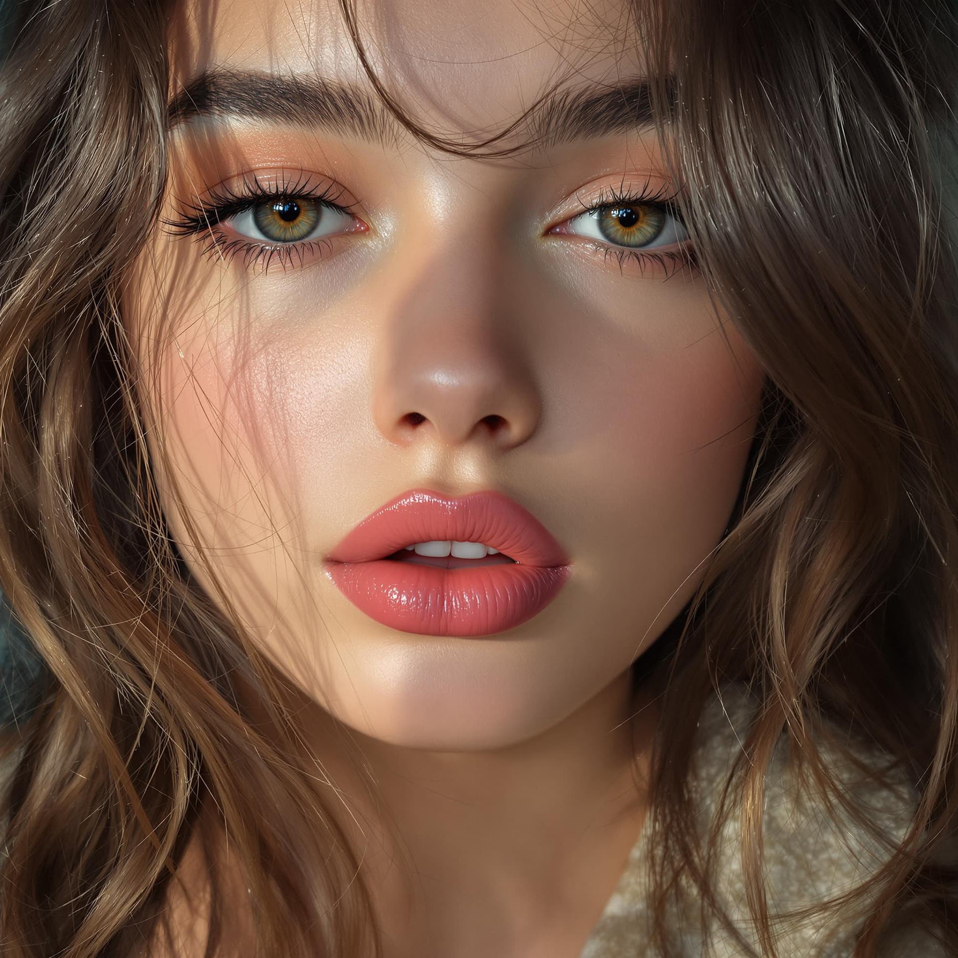 AI generated: 20yo girl face really pretty big lips open mouth