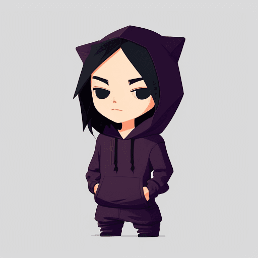 AI generated: Create, A character wearing hoodie, simple, vector, flat design, doodle style