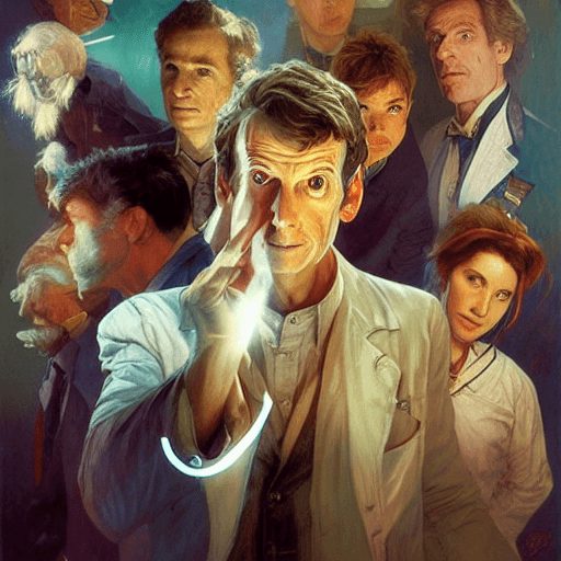 AI generated: Doctor, Doctor Who, portrait by Stanley Artgerm Lau, greg rutkowski, thomas kindkade, alphonse mucha...
