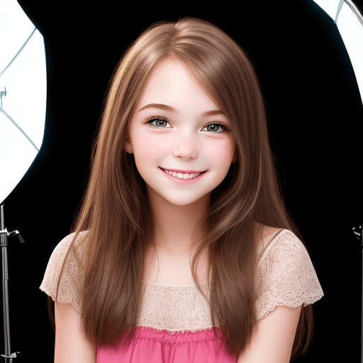 AI generated: A portrait of a young beautiful girl, smiling, in a photo studio 