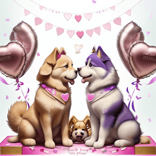 AI generated: Prompt: Create images of A pair of adorable real puppies, one a golden retriever and the other a hus...