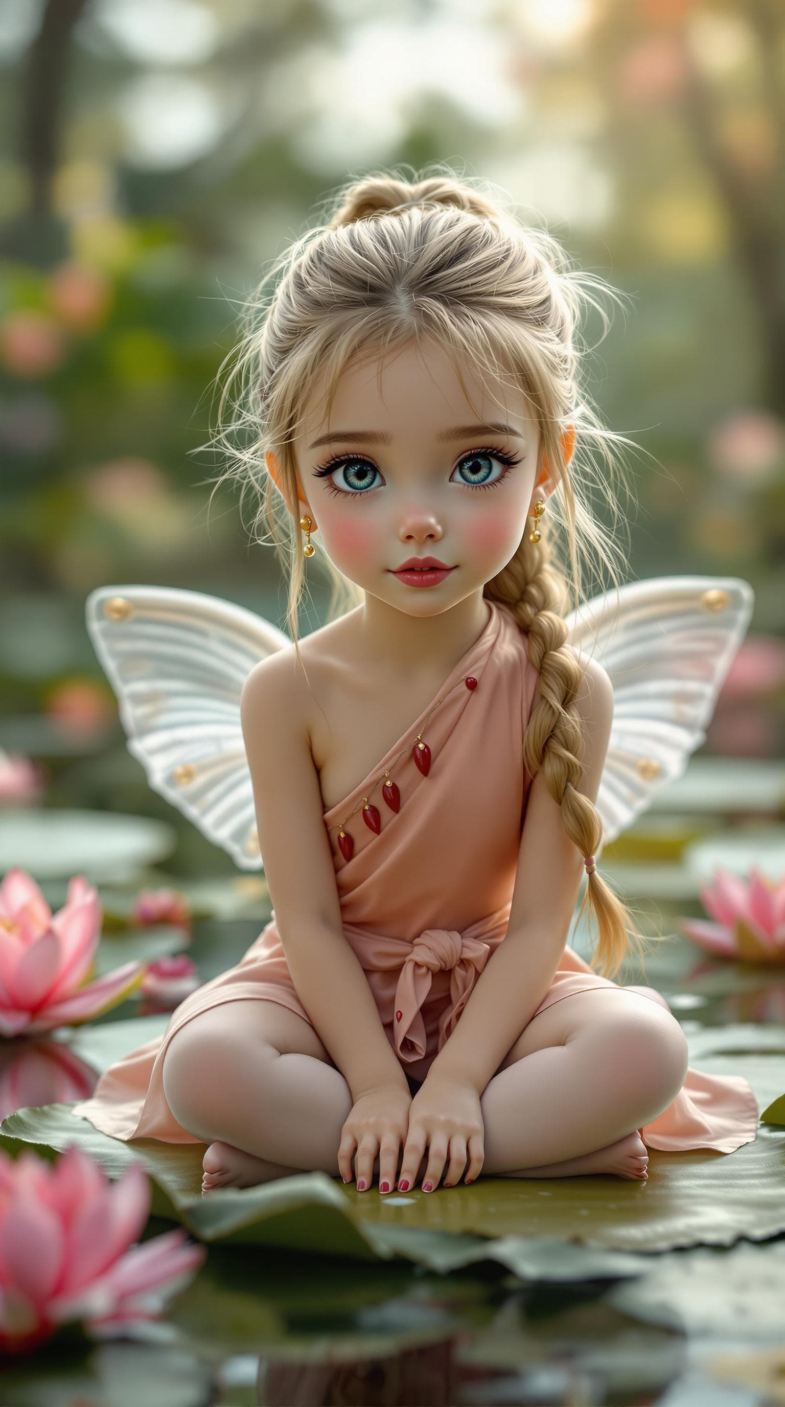 AI generated: a professional photo of a exceptionally beautiful girl in the world (age 10), (ten year old),  tiny ...