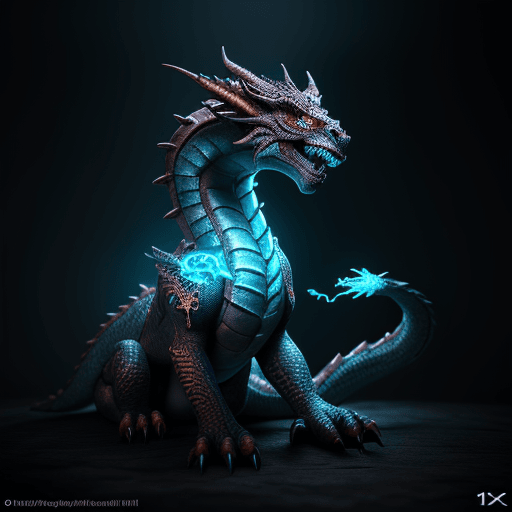 AI generated: A runic dragon with runes and glowing engraved runic voodoo symbols with elegant realistic dragon fe...