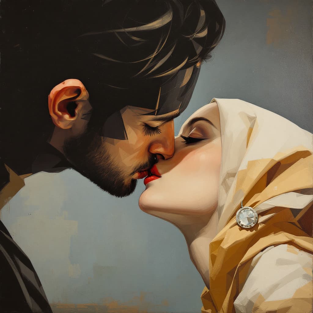 AI generated: moderninzed version of Klimpts painting The Kiss