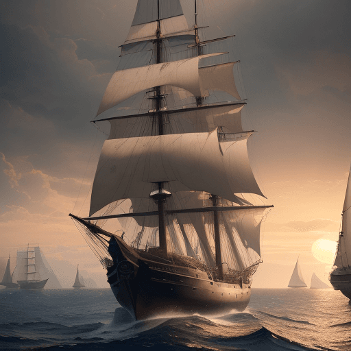 AI generated: Photo of a ultra realistic sailing ship, dramatic light, pale sunrise, cinematic lighting, battered,...
