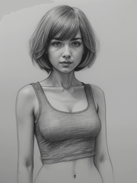 AI generated: (Pencil_Sketch:1.2, messy lines, greyscale, traditional media, sketch),.1girl, solo, looking at view...