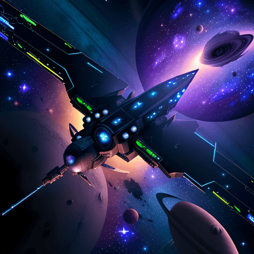 AI generated: a big dark starfligher, in deep space, future, fantasy, high technology, 8k,   