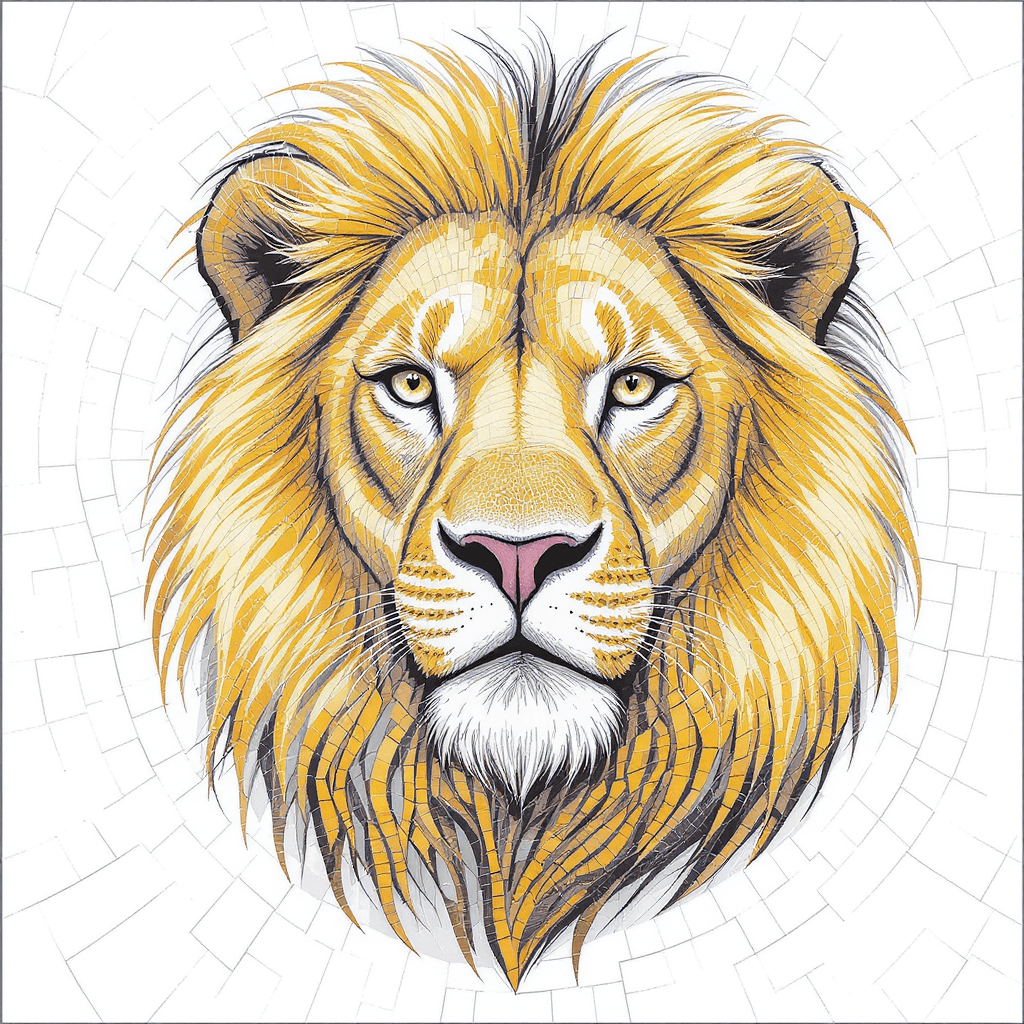 AI generated: Mosaic style Lion on a white background
