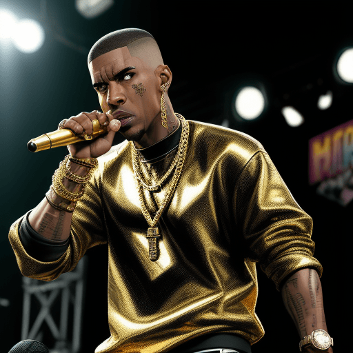 AI generated: comic book hero, hip hop, African American, fade haircut, line in fade, gold chains, diamond watch, ...
