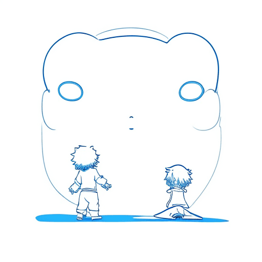 AI generated: [a minimalist web blue line art: whimsical anime illustration], suitable for print on demand and cap...