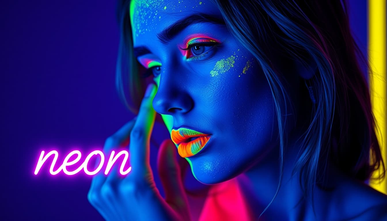 AI generated: Come up with a logo emblem for a neon photo shoot. This is a photo shoot in which a girl is painted ...