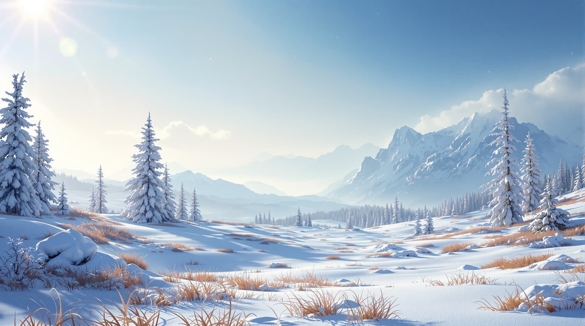 AI generated: winter landscape on a forieng planet