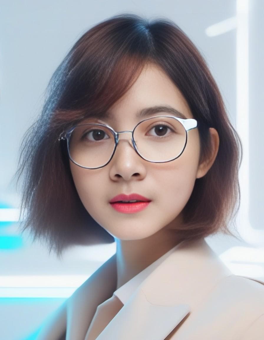 AI generated: awesome illustration, featured on FreePik, woman with smart glasses, futuristic, technology