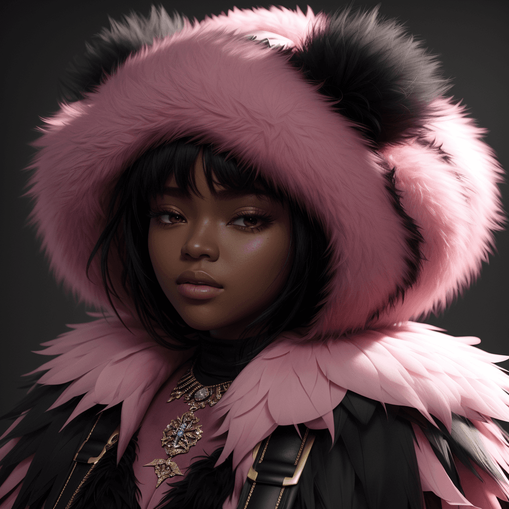 AI generated: uhd, made with blender, texture contract composition, style, its so fluffy im gonna die, cgi, black ...