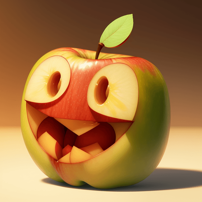 AI generated: Happy Cartoon Apple fruit, Pixar Style, perfect composition, 8k artistic photography, photorealistic...