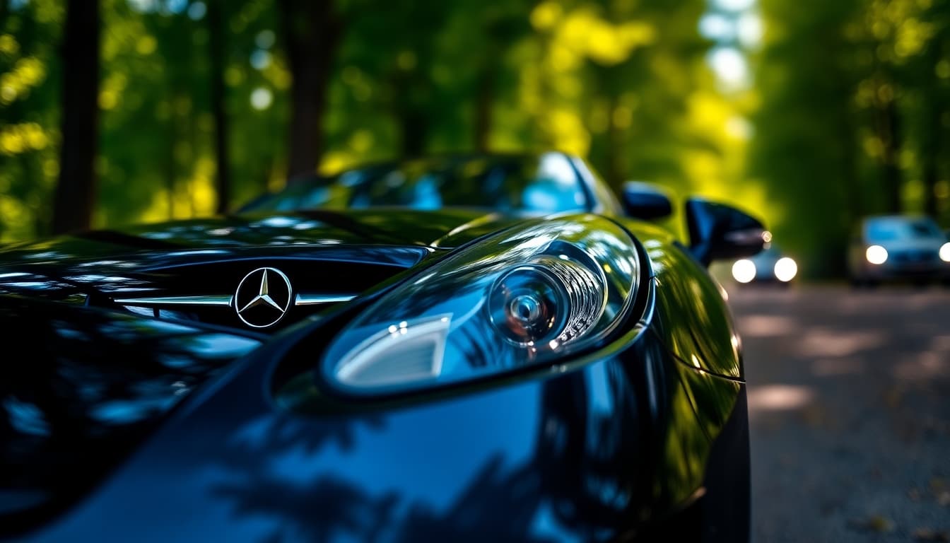 AI generated: je conduis une mercedes décapotable Professional photography, bokeh, natural lighting, canon lens, s...