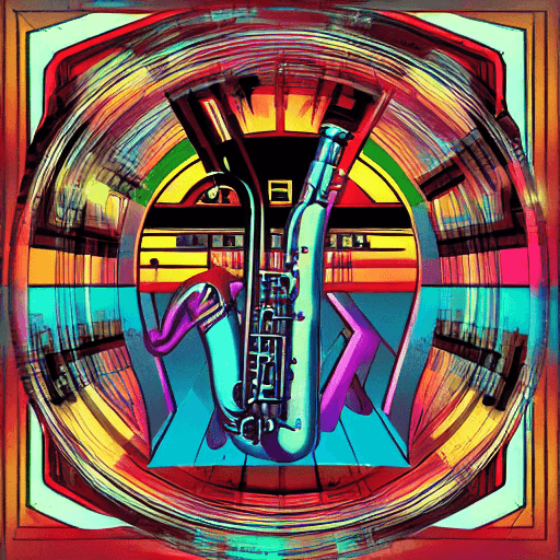 AI generated: 80s music artwork featuring a saxophone
