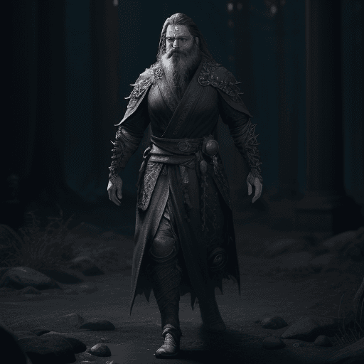 AI generated: character design, Elden ring, full body, medium beard, mist, photorealistic, octane render, unreal e...