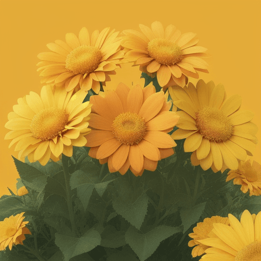AI generated: Happiness,  yellow , Orange,  flowers and sunny
