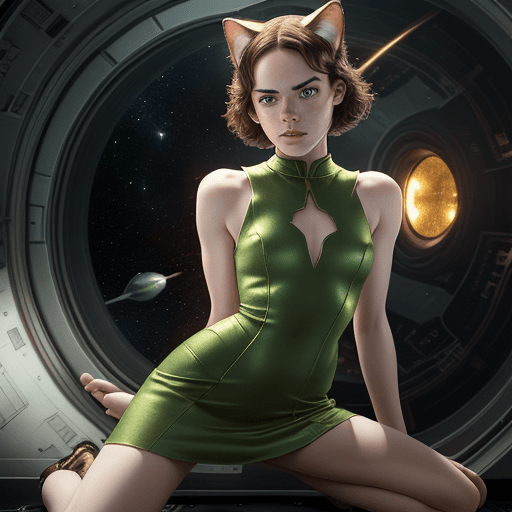 AI generated: Beautiful cat girl. Daisy Ridley. Cat ears. Cat tail. Beautiful face. Beautiful eyes. Slender body. ...