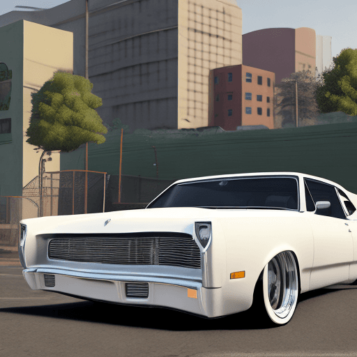 AI generated: photo realistic ultra-modern ((White low-rider car)) (paint pearl) (glossy) (sunlight)(chopped top) ...