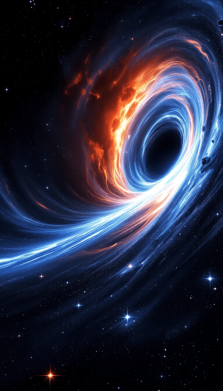 AI generated: A **breathtaking, photorealistic visualization** of an **Einstein-Rosen Bridge (wormhole)** suspende...