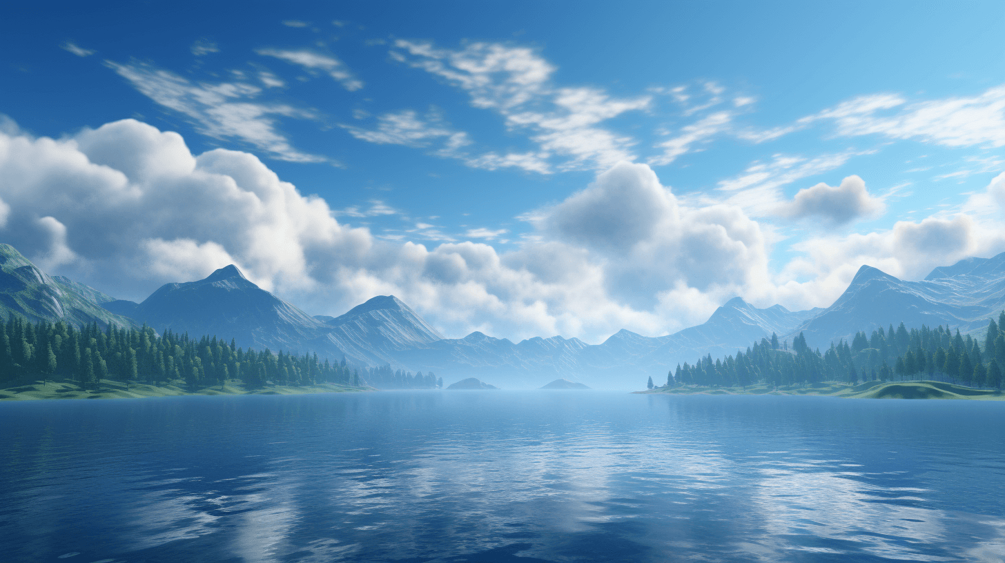 AI generated: the clouds in the sky in an amazing blue sky, in the style of cryengine, hyper-realistic water, kahl...