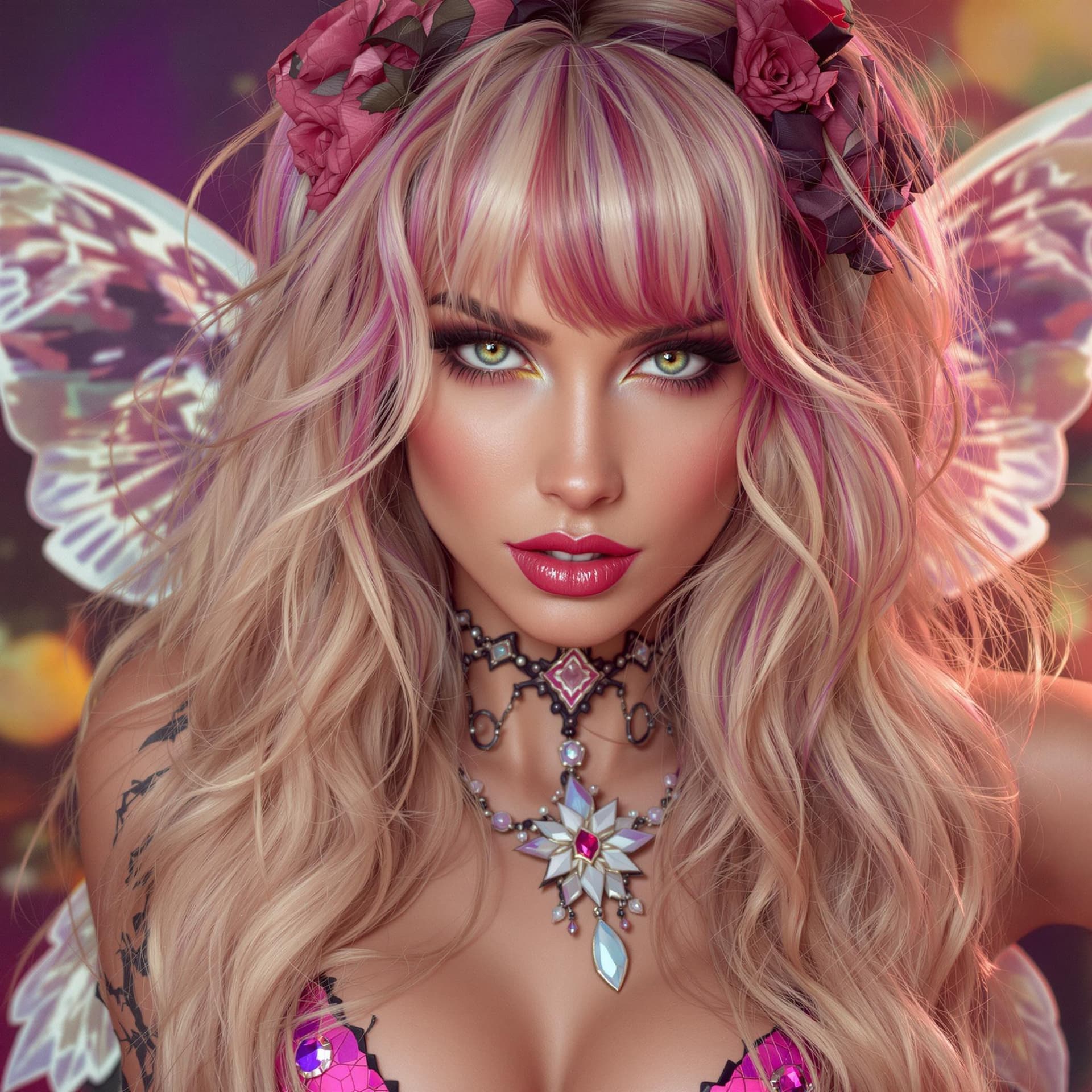 AI generated: She embodies a "naughty fairy" essence with a sultry yet playful expression.