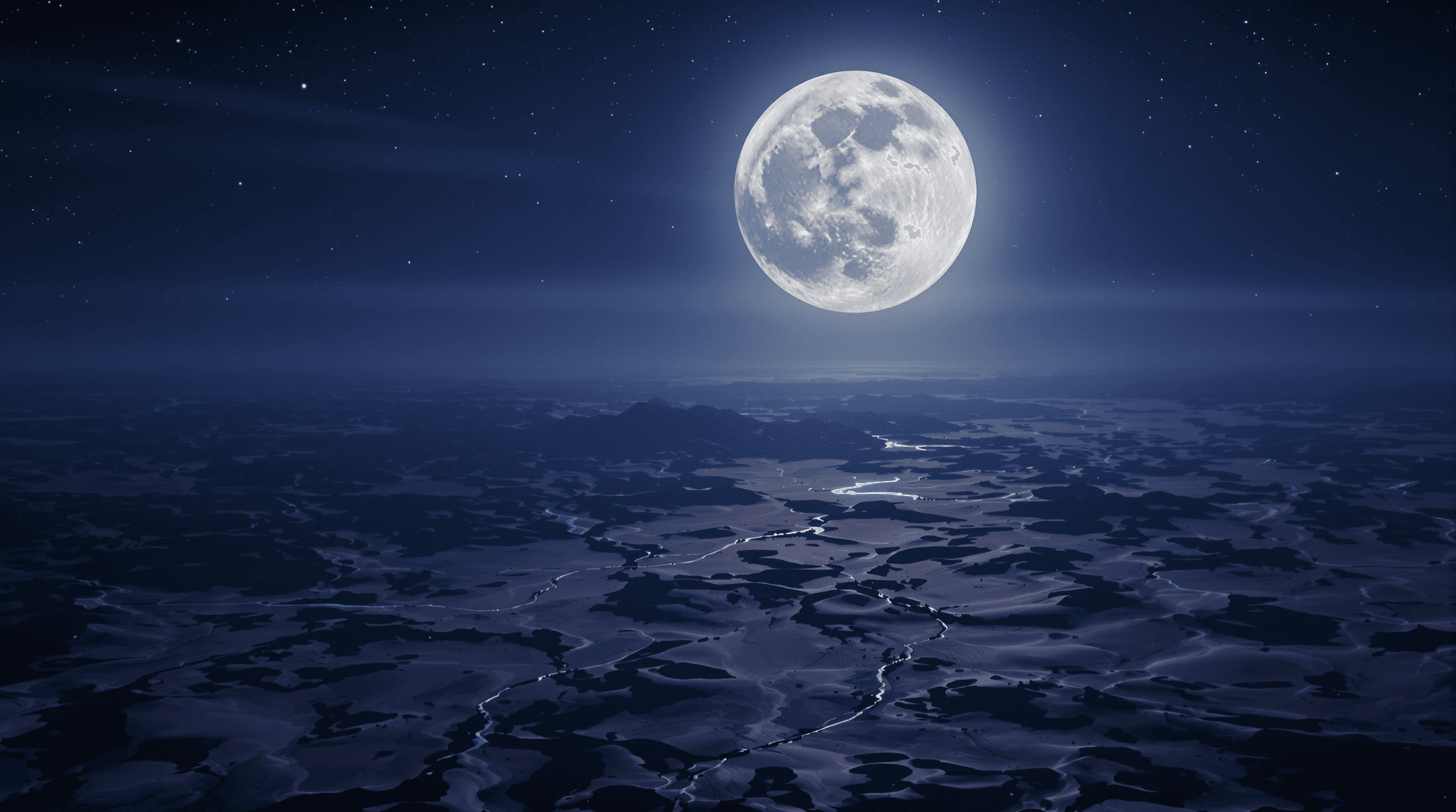AI generated: Imagine you're flying over a dessert by night, Lit only by the full moon,  photorealistc style 8k re...