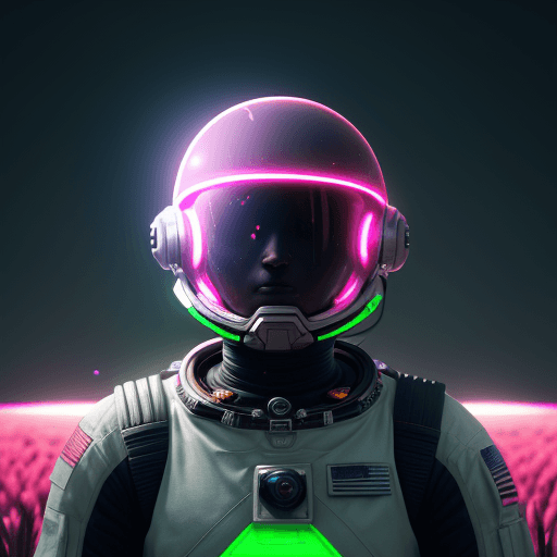AI generated: neon-ground-astronaut scifi style,a human male man figure in astronaut suit in field,helmet glowing ...