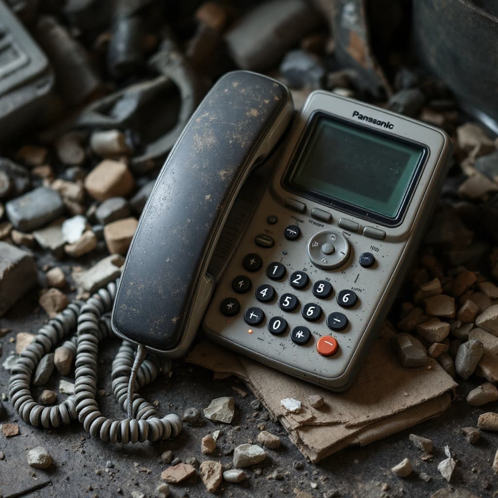 AI generated: an image of an old panasonic phone in the dust bin.